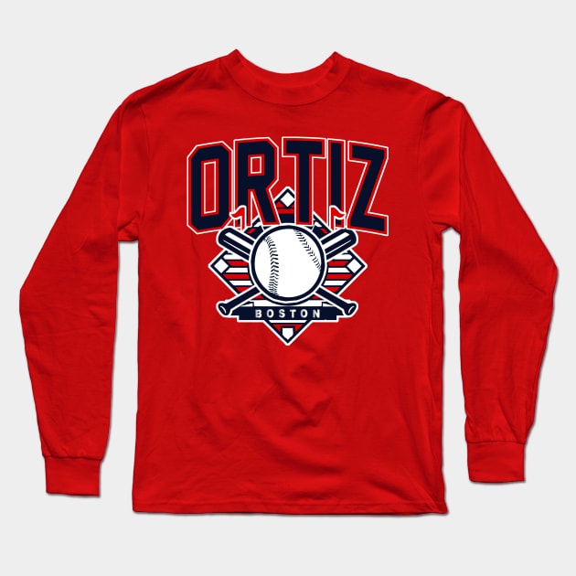 Vintage Boston Baseball Ortiz Long Sleeve T-Shirt by funandgames